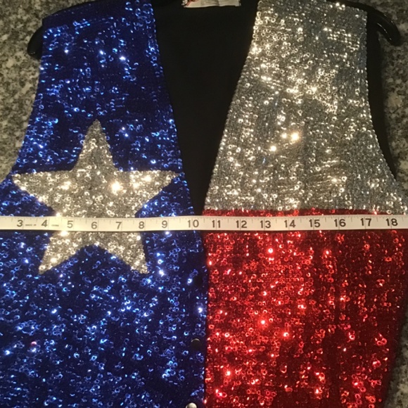 JC 001 USA SEQUIN BEST TEXAS FLAG WOMAN’S. SMALL SNAP FRONT TIE BACK - Picture 5 of 7
